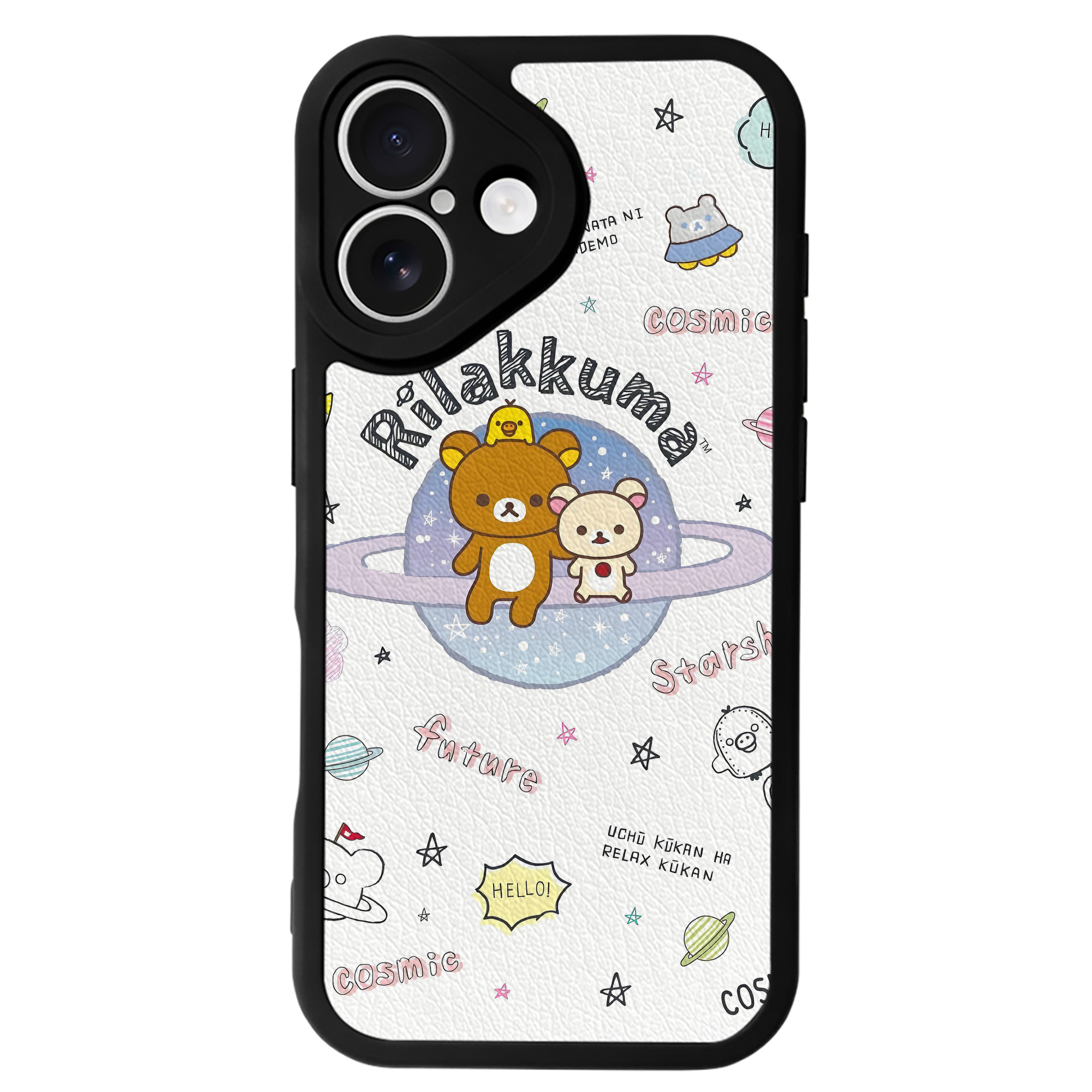 （画像用） リラックマ リラックマ キイロイトリ Rilakkuma Korilakkuma Kiiroitori 【iPhone 16シリーズ対応】シリコンスマホケース（レザー調） 材質：シリコン
